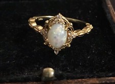 Vintage Style Imitation Opal Ring And Zircon 18K Gold Plated
