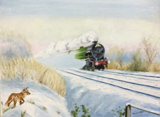 ' WINTER STEAM TRAIN'  An original David Holl painting :  Christmas Gift idea ?
