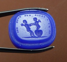 Blue Glass Intaglio Seal Of