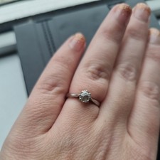 Antique 18ct Gold Old Cut Diamond Solitaire Engagement Ring 0.5ct Size i