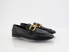 Jeffrey Campbell Black Snake Bronze Leverage Moc Toe Bit Loafer Size 5