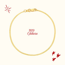 9ct Solid Yellow Gold Diamond Cut Flat Curb Chain 19cm Bracelet 1.54mm Italian