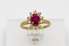 Old gold ring with ruby and diamonds, France.