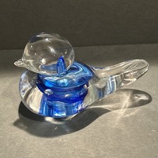 Vintage Art Glass Blue Sommerso Bird Paperweight