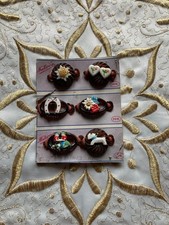 6 Vintage Novelty Hair Ties/Accessories/Dog/Hearts/Flowers/Horse Shoe/Mikona