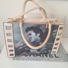 Womens 3D Effect Patent Shoulder Handbag Large Tote Bag Elvis Presley Filmstrip 