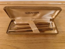 Shaeffer Targa 1007, fountain pen, ballpoint, and pencil set, gold-plated used 