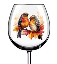 12x Retro Autumn Sparrows Birds Wine Glass Bottle Vinyl Sticker Decals t606
