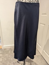 Navy Blue satin Flared skirt