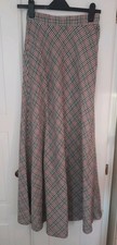 Vintage Richard Shops Wool Blend Maxi Skirt 25" Waist Black Grey Red Tweed Check