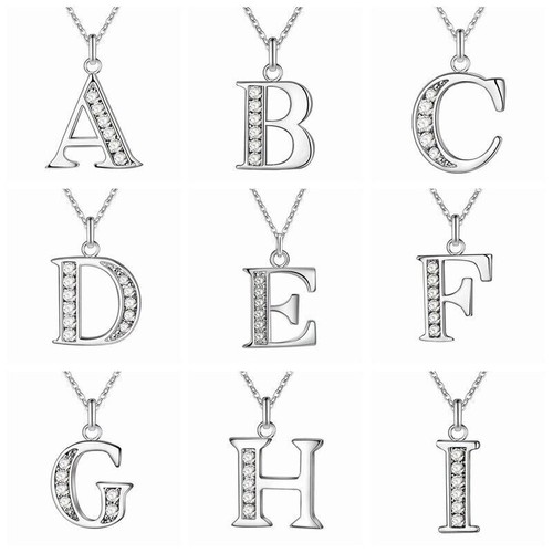 Alphabet necklace silver - necklace,