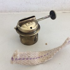 LMS RAILWAY HAND LAMP  SMALL FLAT TOP BRASS BURNER STD APERATURE & WICK c 1930