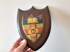 An Antique Hand Painted Coat of Arms Plaque University or School ? c1910