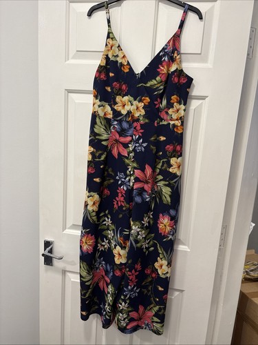 Ladies navy floral jumpsuit - navy,