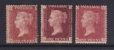 QV 3 x 1d Penny Reds, Plates 192, 196, 220. Mint no gum, LMM. Cat £200.