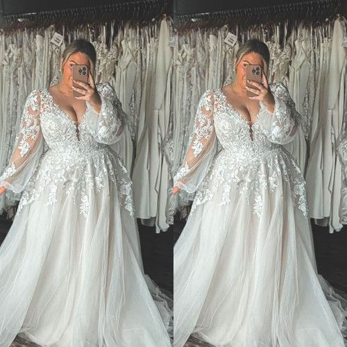 Plus size neck wedding - size, v