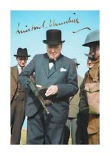 Winston Churchill 2 A4 reproduction autograph colour poster Choice of frame