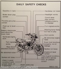 KAWASAKI Z750 Z750B KZ750 KZ750B TWIN DAILY SAFETY CHECKS CAUTION WARNING DECAL