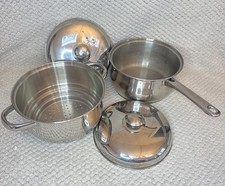 Viners 20cm Saucepan With Glass Lid Plus 20cm Steamer Stainless Steel  VGC