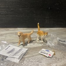 Schleich golden retriever female 16395 dog figure & Papo Red Cat 54031 VGC 