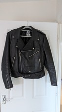 Akito Leather Motorcycle Leather Jacket, Brando Style, Size 40, Black