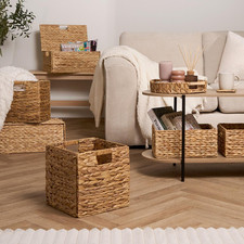 Natural Storage Cube Folding Rope Organiser Woven Wicker Hamper Strong Eco Box