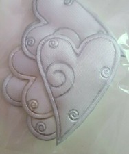 Padded satin hearts - white & silver