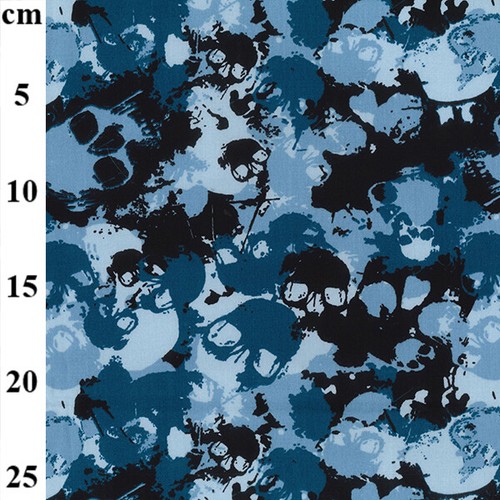 Cotton fabric blue jungle - blue,