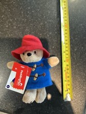 7 inch Paddington Bear plushie Red hat, blue duffle coat with hood, with tag