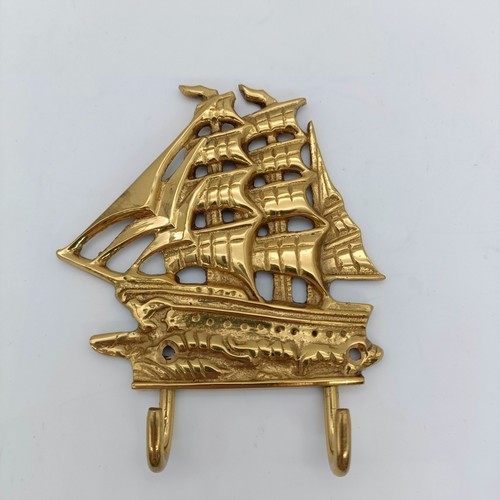 Vintage brass sailing ship - vintage,