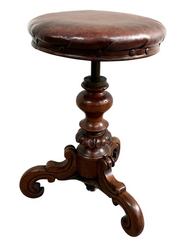Victorian piano stool carved - victorian,