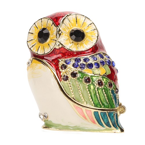 Metal trinket box owl shape - box,