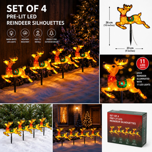 4pc christmas reindeer - christmas,