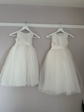 2 x matching classic white child (Age 4 & 6) bridesmaid flower girl dresses