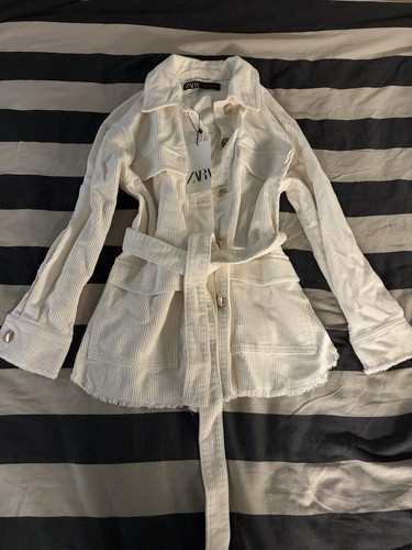 Zara corduroy cream belted - zara,