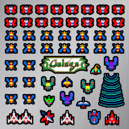 Galaga magnets arcade pixel - magnets,