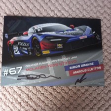 Orange Racing  powered  by JMH Mclaren 720s Gt3 Evo #67 hand signed team card 