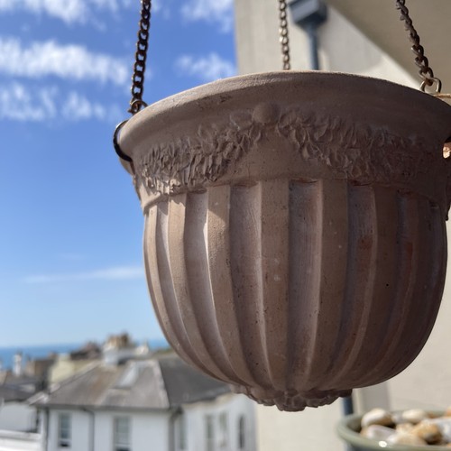 Terracotta clay ornate hanging - terracotta,