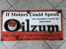 Antique style porcelain look Oilzum oil dealer service gas station pump sign