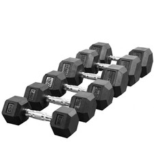 Rubber hex dumbbell pair - rubber,