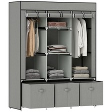 HOMCOM Portable Wardrobe w/ 5 Shelves 3 Fabric Drawers and 2 Hanging Rails
