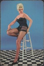 Playing Cards Single Card Old Vintage * EROTIC LINGERIE GIRL on STOOL * Picture