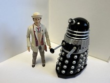 2010 Renegade Supreme Dalek & Seventh Doctor Who figures smiling hat umbrella