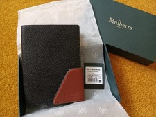 MULBERRY Heritage Travel Wallet Passport  Black-Cognac Scotchgrain Brand New