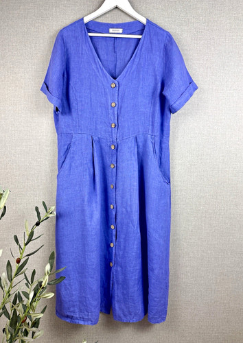 Woolovers blue linen button - blue,