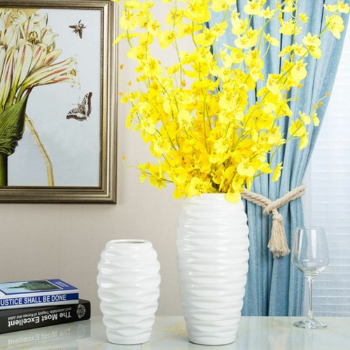 White flower vase glazed - white,