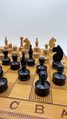 Vintage wooden chess - wooden, &