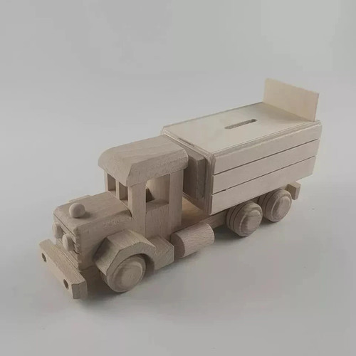 Wooden toytruck moneybox - wooden,