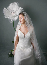 bridal veil Mantilla lace edge