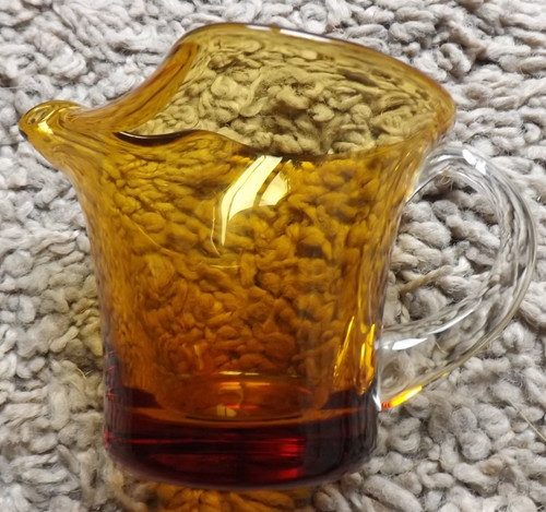 Vintage amber glass jug hand - glass,